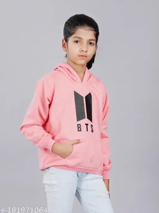 Wool girls sweatshirt, solid color, long sleeves, sizes 2-16 years, India origin