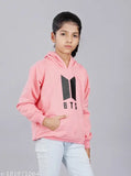 Wool girls sweatshirt, solid color, long sleeves, sizes 2-16 years, India origin