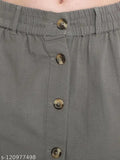 Grey cotton pleated skirt for women, side zipper closure