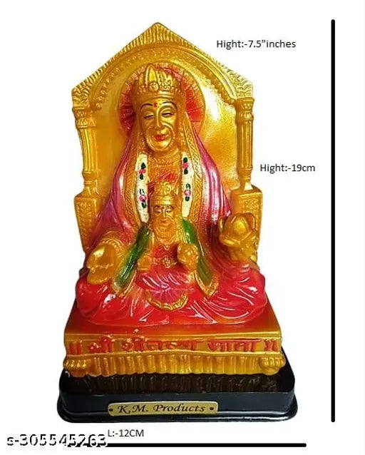 Polyresin Sheetala MATA statue, large multicolor figure for Pooja room decor, intricately detailed and handmade from India (Size 7.5 inches)