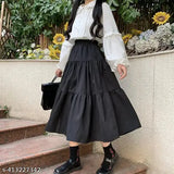 Beautiful rayon midi skirt, solid pattern, comfortable, free size, perfect for light occasions, Indian origin