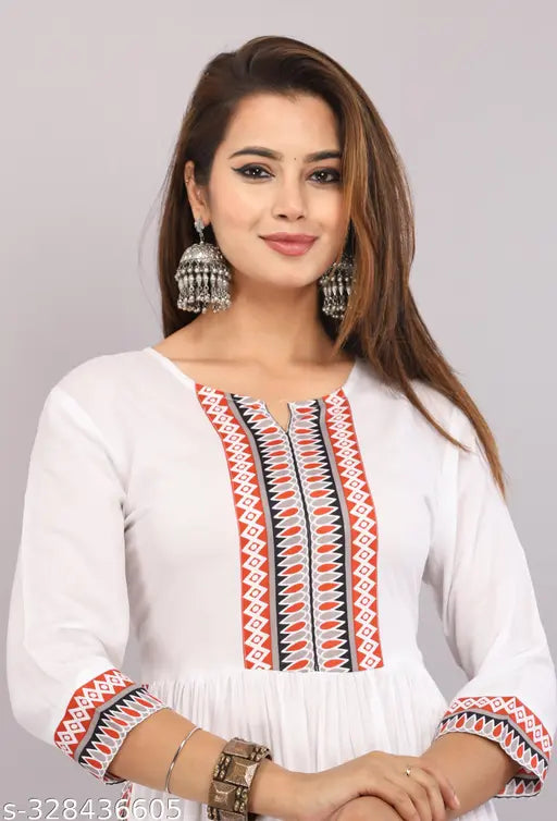 Rayon embroidered Nyra cut kurti for women, three-quarter sleeves, XS to 5XL sizes available
