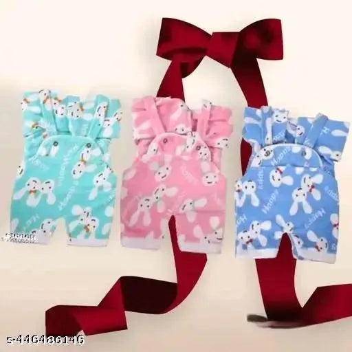 Cotton blend kids winter dungaree set for newborn boys and girls (3pcs), printed pattern