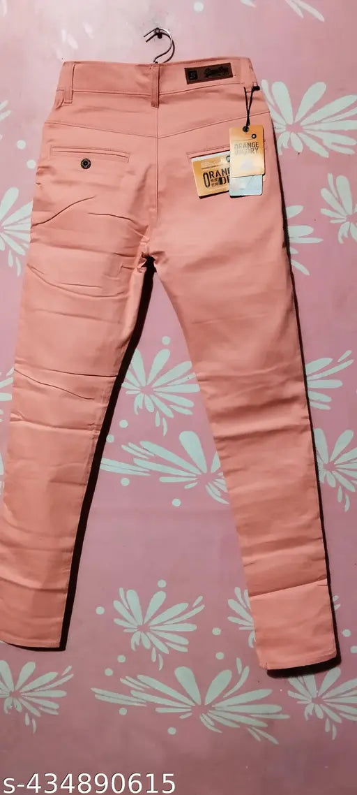 Cotton stretch pants, elastic waistband, pink
