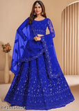 Embroidered net lehenga for women, free size, Indian bridal wear on display