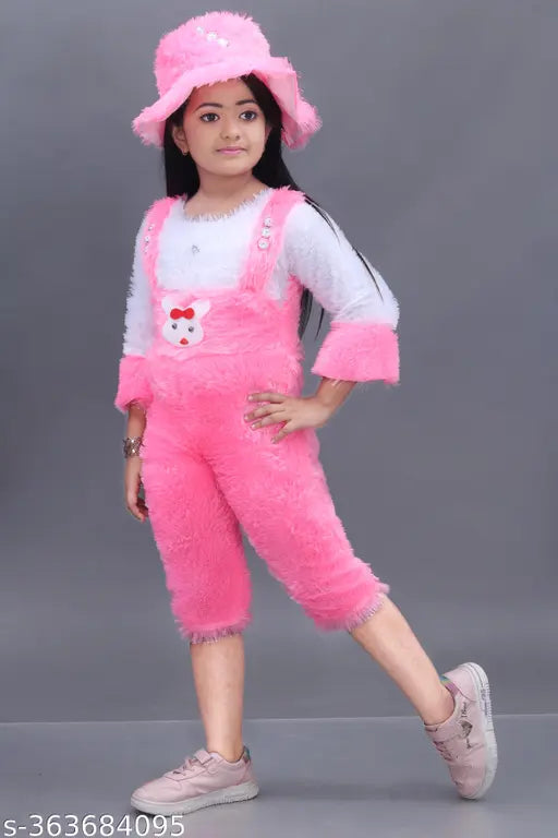 New pink wool winter dress for kids (self-design net) - cozy and fashionable