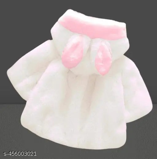 Pink jacket with a bow on top, faux fur trim