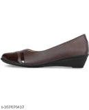 Synthetic leather brown bellies flats (Mahi & Looks) for women, solid style slip-on Ballerinas in various sizes (IND-3 to IND-9) - Made in India