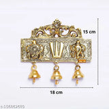 Brass Tirupati Balaji Shankh Chakra Namah Door Hanging with 3 Bells, religious idol for home office decor
