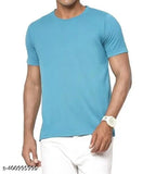 Cotton blend skyblue short sleeved T-shirt, printed net unisex design. Size S (36in x 25in), M (38in x 25.5in), L (40in x 26in), XL (42in x 27in), XXL (44in x 28in). Perfect for men's top wear in 180Gsm bio-wash pure cotton. Machine washable, suitable for various styles including shirts, under-shirts, and plus size options. Origin: India