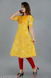 Yellow cotton kameez with long sleeves and round neck