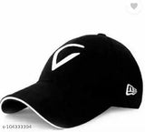 Trendy black cotton baseball cap, visor, white logo