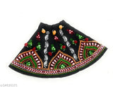 Black cotton printed baby girls Lehenga Choli set, ethnic motif and short sleeves, versatile for functions, festivals, parties, Nawaratra, weddings