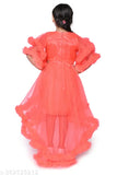 Red chiffon blouse with long ruffles