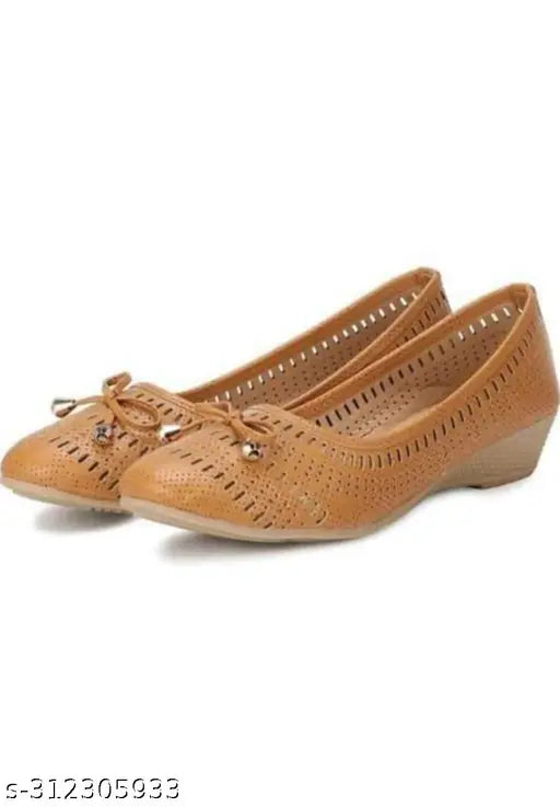 Brown synthetic leather slip-on ballerinas for women (IND-3 to IND-9), Super Fancy style