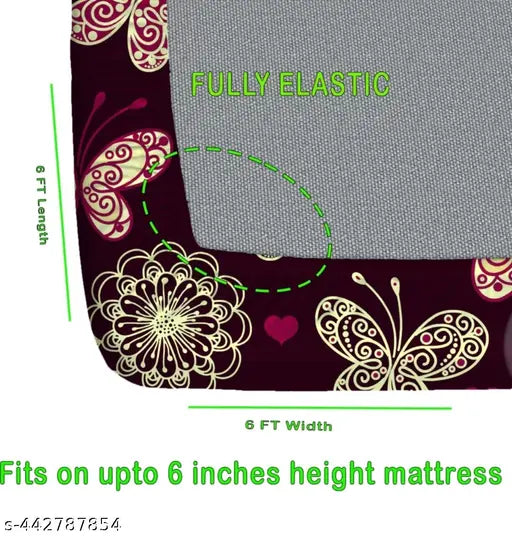 Elastic-fitted cotton double bedsheet, floral pattern, superfine quality Apni Dukan
