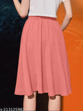 Trendy cotton-lycra blend solid women's western wear skirt, solid pattern, one size available ranging from waist sizes 26 to 34 inches and length size 26 inches