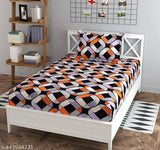 Modern single bed sheet, glace cotton, geometric pattern for a fresh look on a fitted bed