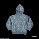 Girls' and boys' hoodie, blue camouflage print, front pocket" # confirms colors and type of garment