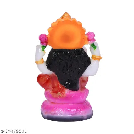 Multicolor marble dust Lord Laxmi statue, handcrafted Hindu goddess Lakshmi idol for home decor & spiritual puja gifting - 10 cm high