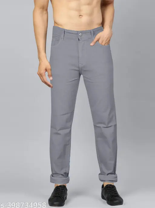 Black cotton blend regular fit jeans for men, solid design, size 28/28-34/42 (India)