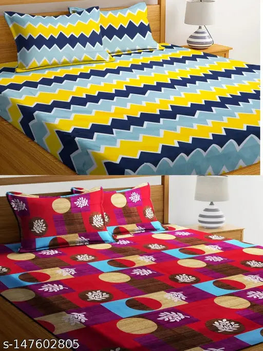 Skroverseas 3D printed king size bed sheets, 2 sets with 4 matching pillow covers, available in various patterns