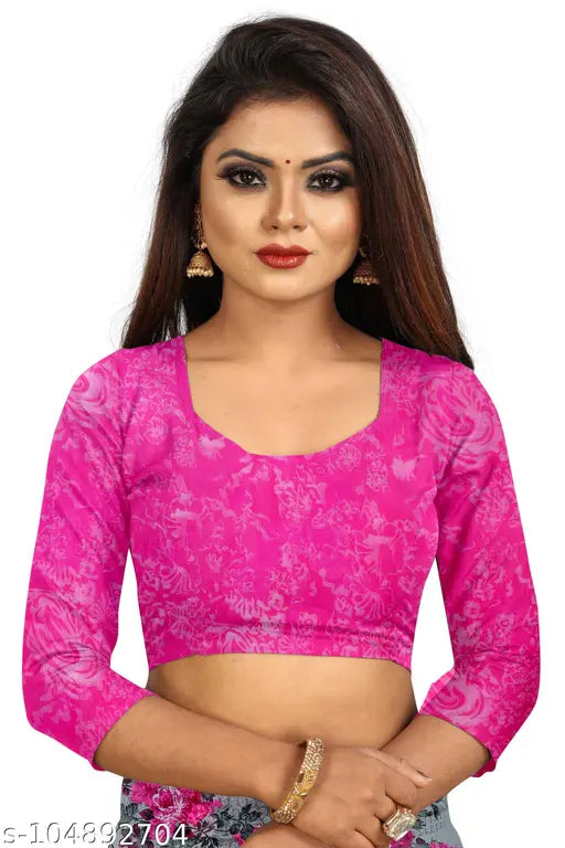 Pink printed saree, silk fabric