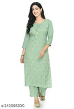 Rayon embroidered Kurti Plazo Set, three-quarter sleeves, Indian handcrafted women's fashion