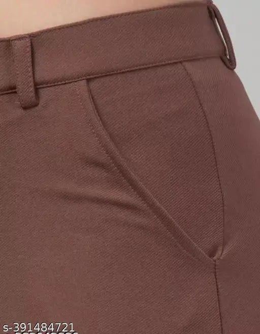 Brown cargo pants with adjustable strap closure