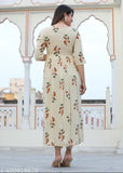 Premium rayon flared Aline kurta, three-quarter sleeves, printed combo for women & girls, India origin