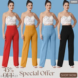 Cotton blend, stretchy, high-rise bellbottom trousers (4 pack), India - timeless, casual women's pants