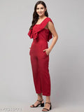 Women's poly crepe sleeveless jumpsuit, solid net, stylish and versatile, Made in India