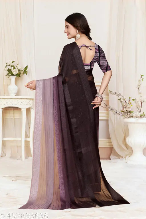 Lavish magenta saree with embellished border, knee length