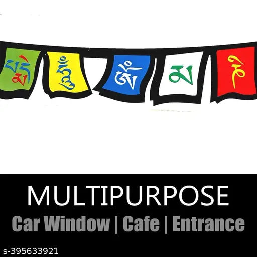 Tibetan Buddhist prayer flag adhesive, dual-side print, waterproof vinyl sticker, 60 cm x 5 cm, personalize cars and bikes