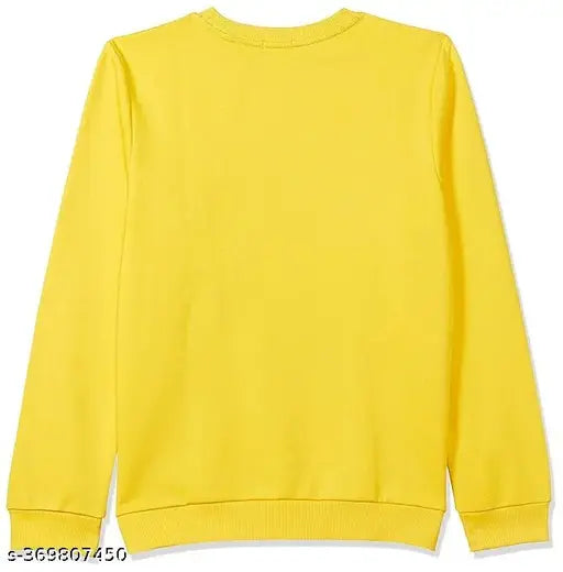 Yellow cotton blend sweatshirt for kids, unisex and casual, printed pattern with winter motifs