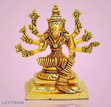 Golden brass, 8-handed Varahi Amman statue - Indian god idol, 6cm height