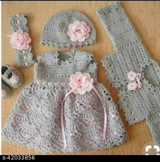 Handmade woolen embroidered net sweater for girls, soft and comfortable, ideal for parties or daily wear. Indian origin sizes: 6-9M, 6-12M, 9-12M, 12-18M, 18-24M, 0-1Y, 1-2Y (Length Size: 14in, 16in, 18in, 20in). Perfect for special occasions and gifting