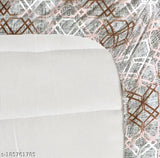 Cotton fitted double bedsheet set, geometric pattern, 2 pillow covers, superfine quality for summer use by Ah creations
