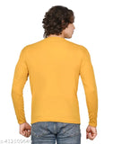 Sea green and mustard yellow long-sleeve polyester t-shirt for men and boys, versatile design, slim fit, breathable fabric
