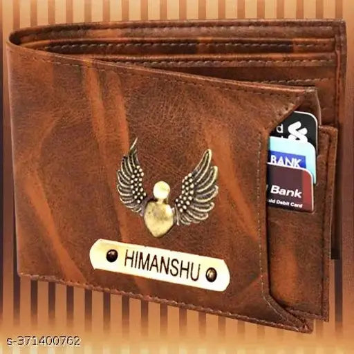 Solid faux leather Vostro Trendy wallet with custom name print, 2 compartments, free size (11x9cm), India origin