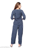Rayon printed blue pajama top and nightdress for women/girls, three-quarter sleeves, rayon fabric, size options available