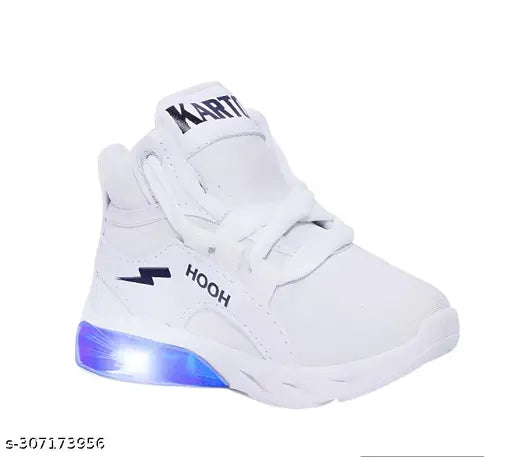 White Sneakers for Boys and Girls Led Light Shoes (1-7 years kids)