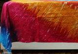 Handmade abstract tie and dye king size pure cotton bedsheet with 2 stitched pillow covers, suitable for summer and breathable comfort