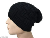 Black and Grey Woolen Beanie Cap & Monkey Cap Combo, stylish cold-weather headwear for men