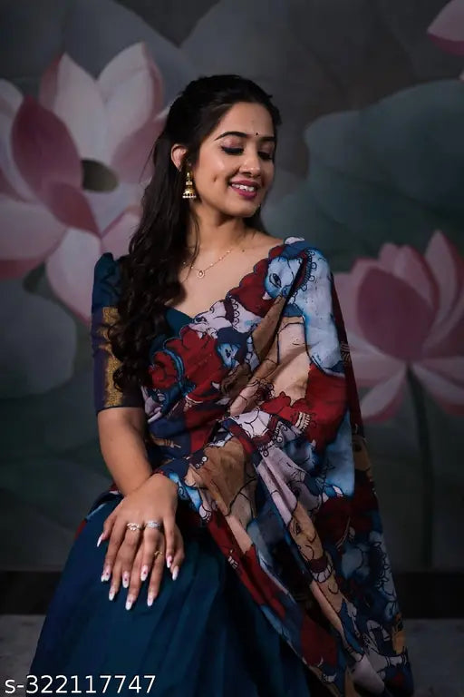 Trendy Traditonal Semi-Stitched Half Saree for Women