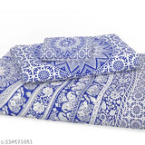 Textile Nation Hand Print 100% Pure Cotton 160 TC Bedsheet for Double Bed Queen Size with 2 Pillow Covers, Bed Sheet Size (90X100 Inches, 7.5 x 8.3 Feet)