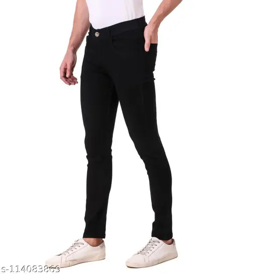 Dark wash solid denim Man Jean from VYESH collection. Mid-rise, 5-pocket design, size 28/30/32/34, made in India