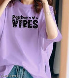 Women's cotton oversized T-shirt with 'Positive Vibes' text