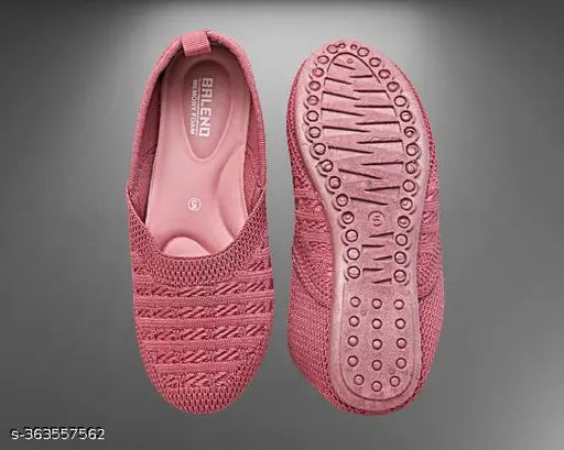 Mesh peach ballet flats, comfortable slip-on ballerinas by FOOTFORWARD