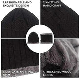 Black knitted caps and neck warmers set, made from soft yarn